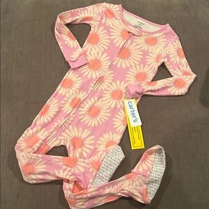 CARTERS Cotton Footie Pajama Pink Flowers 4T NWT